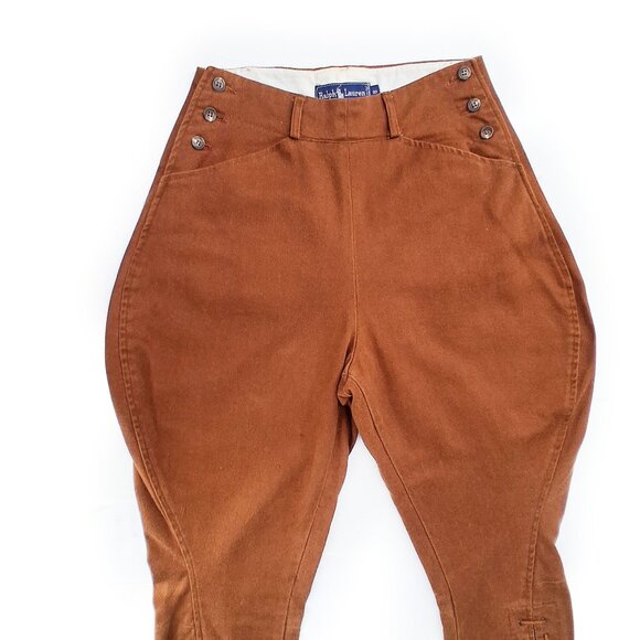 Vintage Ralph Lauren 80s Jodhpurs Brown Lace Up Cropped Heritage Pants SZ 8 - Picture 3 of 11